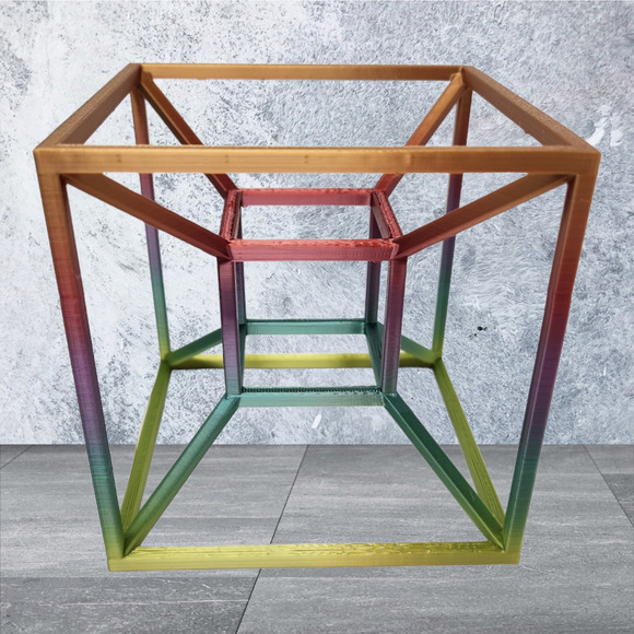 Tesseract Hypercube 3D Printed 4th Dimension Sculpture Model Pick Size & Color - Picture 6 of 8